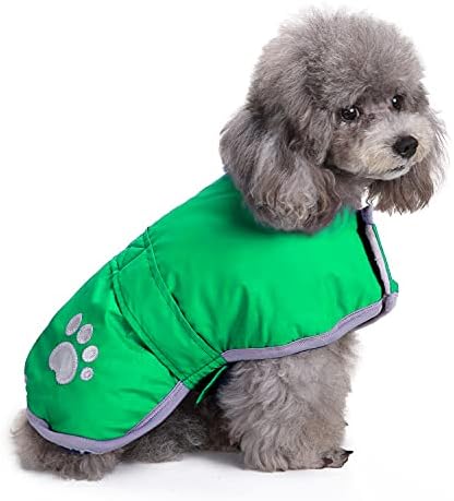 Queenmore Dog Winter Coat, Cold Weather Fleece Jacket for Dogs, Waterproof Reflective Reversible, for Small, Medium and Large Dogs (Green, XL)