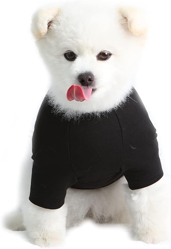 Dog Shirt for Small Dogs Plain T-Shirts Soft Breathable Dog Cotton Shirt pet Clothes (Large, Black)