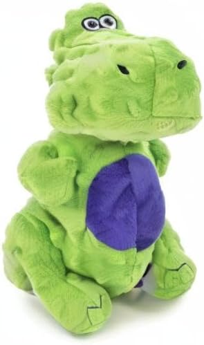 goDog Dinos T-Rex Squeaky Plush Dog Toy, Chew Guard Technology - Green, Large