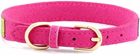 Serijoars Small Dog Collar with Rhinestone Crystal Diamond Colorful Bling Girl Puppy Cat Collars (L, Hot Pink2)