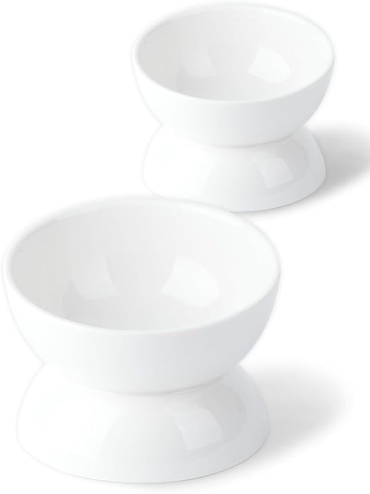 Cat Water Bowl, 16 OZ Ceramic Elevated Cat Bowls, 15° Tilted and Raised Pet Food Dish, Anti Vomiting Protect Pets' Spines and Whisker Fatigue