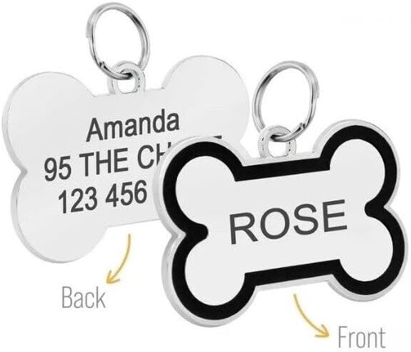 Personalized Dog ID Tags - tag for Dog Collar, pet ID tag, Dogs Tags for Pets, Laser Engraved, Name Tags for Dogs, Dog Tags for Large Dogs, Blank Dog Tags (Bone-Shaped-Large: Pink)