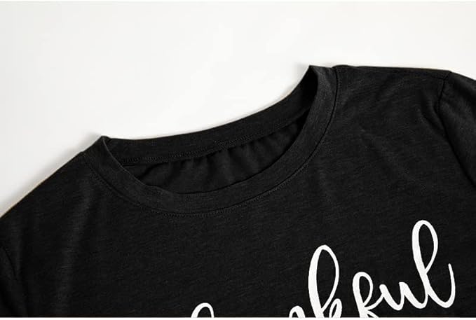 NIUBIA Women's T Shirts Summer Tops Simple Heart Graphic Shirts Sayings Short Sleeve Vacation Casual Blouse Thankful Tee