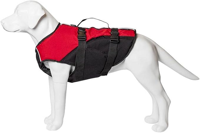 Stunt Puppy Float Doggy Life Jacket, Ergonomic Dog Life Vest for Swimming, Patented Design for Secure Fit, Large, Red