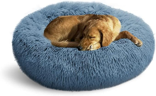 Whiskers & Friends Dog Bed, Round Fluffy Dog Beds for Small Dogs Washable, Calming Donut Pet Bed for Medium Dogs - Up to 45 Pounds