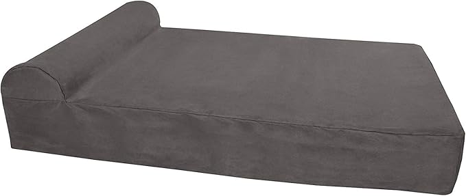 Barker Beds Orthopedic Dog Bed - 7" Pillow Top XL Size (52 x 36 x 11) - Luxury Washable Large Dog Bed with Headrest - Memory Foam Mattress for Big Dogs (Charcoal)