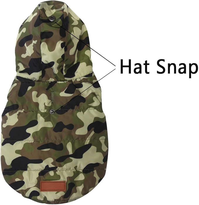 Fleece Lining Extra Warm Dog Hoodie in Winter for Large Dogs Jacket Pet Coats with Hooded,Green Camo XL