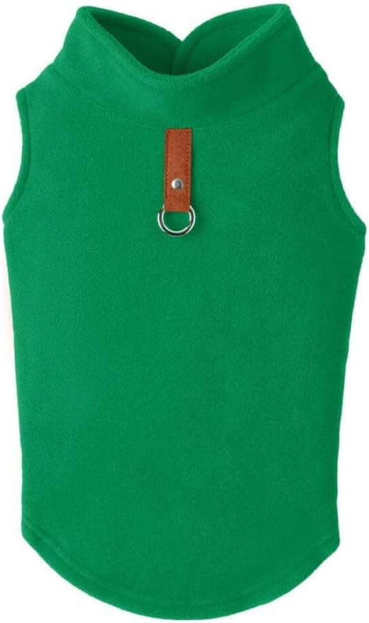 Gooby Every Day Fleece Cold Weather Dog Vest for Small Dogs, Green, Large