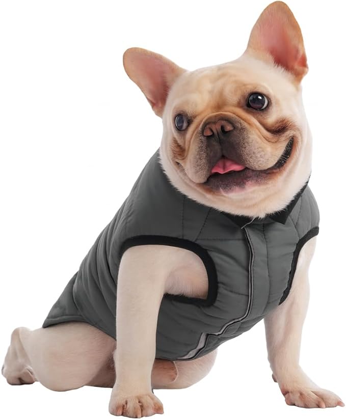 PetWarm Reversible Dog Cold Weather Coats, Waterproof Dog Puffer Vest, Vest for Dogs with Hook-and-Loop Strap, Windproof Outdoor Coat for Winter Walks and Snowy Days, Grey, XL