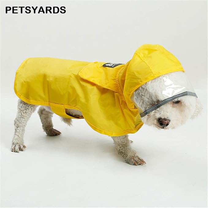 Pet Raincoat Packable Hooded Dog Rain Jacket Reflective Strips Lightweight Adjustable Poncho for Small Medium Large Dogs Yellow XL