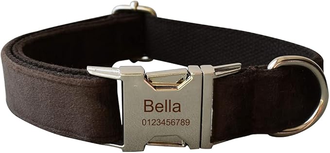 Dog Collar Custom Personalized Engraved Name and Phone Number for Puppy Small Medium Large Pets (XL, Coffee)