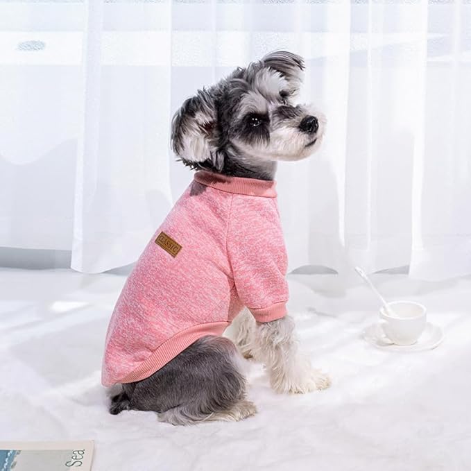 Idepet Pet Dog Classic Sweater, Soft Fleece Coat for Small,Medium Dog,Warm Pet Dog Cat Clothes,Soft Puppy Customes 2 Color (M, Pink)