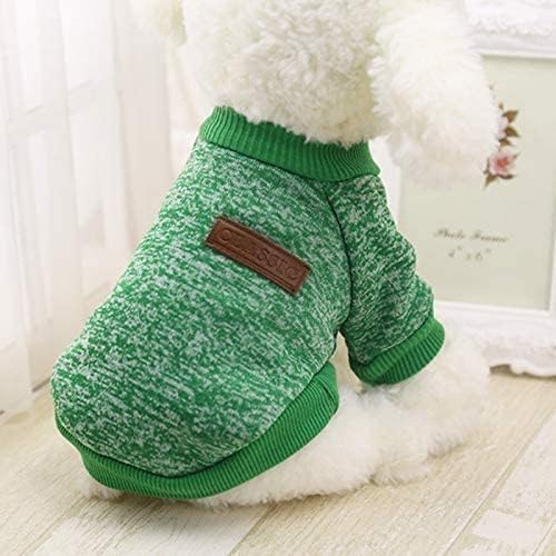 Idepet Pet Dog Classic Knitwear Sweater, Fleece Coat for Small,Medium Dog,Warm Pet Dog Cat Clothes,Soft Puppy Customes (M, Green)