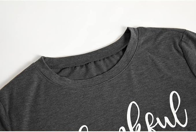 NIUBIA Women's T Shirts Summer Tops Simple Heart Graphic Shirts Sayings Short Sleeve Vacation Casual Blouse Thankful Tee
