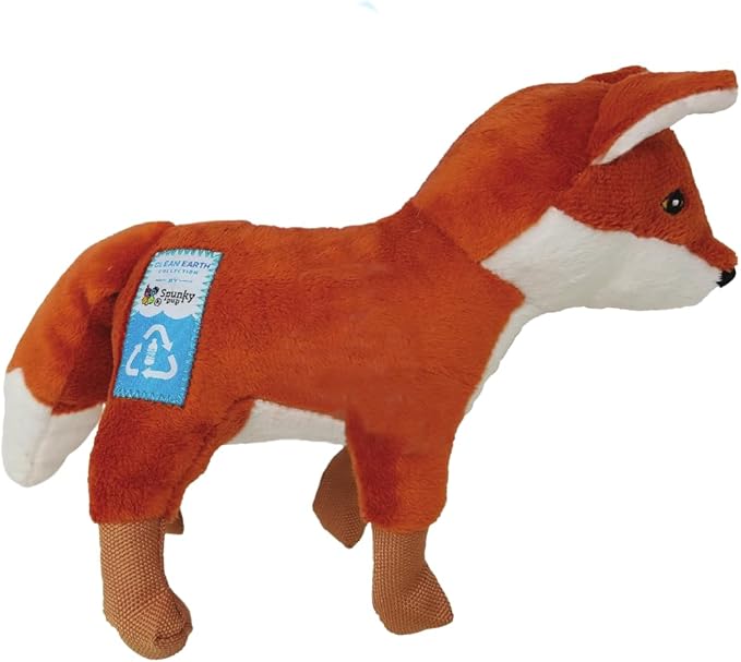 Spunky Pup Clean Earth Plush Fox | Made from 100% Recycled Water Bottles | Small, Brown, (7260)