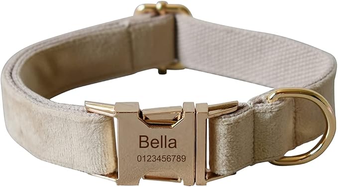 Dog Collar Custom Personalized Engraved Name and Phone Number for Puppy Small Medium Large Pets (L, Nude)