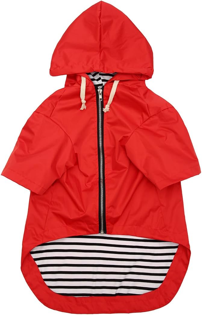 Dog Raincoat rain Jacket Raincoat Dogs Waterproof Small Medium Breeds Zip Closure Storage Pocket Harness Hole Red XL