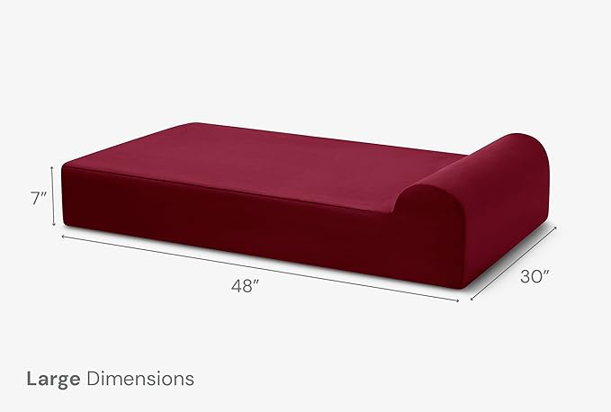 Barker Beds Large Orthopedic Dog Bed for Large Dogs - 7" Thick Comfortable Memory Foam Mattress with Washable Microsuede Cover - Durable XL Pet Bed with Headrest - Made in USA (Burgundy)