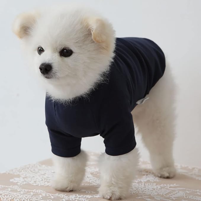 Dog Shirt for Small Dogs Plain T-Shirts Soft Breathable Dog Cotton Shirt pet Clothes (Medium, Navy)