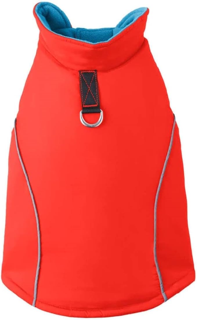 Gooby Sports Vest Dog Jacket - Orange, X-Small - Reflective Dog Vest with D Ring Leash Warm Fleece Lined Hook and Loop Closure for Small to Medium Dogs