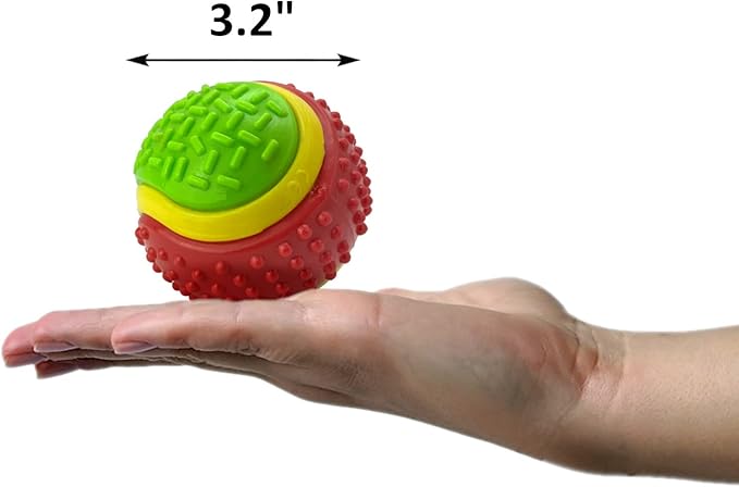 PetBox Soft Squeaky Rubber Toy Ball with Rattle Noise for Dogs - 3.2" Diameter