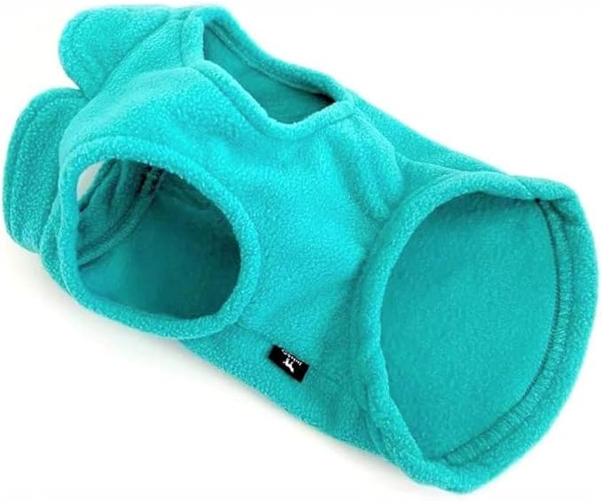 JACKO & CO - Fleece Vest Dog Sweater with Leash Ring - Soft, Warm & Lightweight Pullover Coat for Small & Medium Dogs, Puppies & Cats - Cozy Fall/Winter/Spring Pet Jacket (Turquoise, Small 4-6lbs)