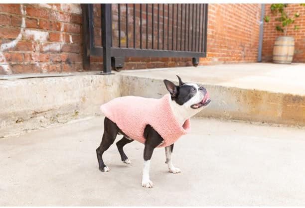 Gooby Sherpa Vest Dog Sweater - Mauve Pink, Medium - Warm Fuzzy Fleece Step in Dog Jacket Without Ring Leash - Sweaters for Small and Medium Dog for Everyday Use