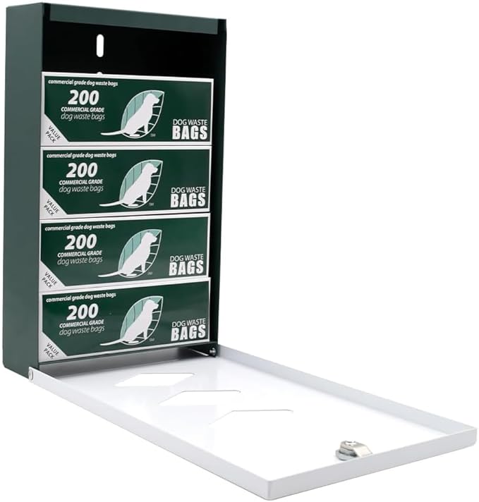 Dispense-Art™ Collection Rolling Hills - Black - Custom UV Printed Design on Rust-Proof Aluminum Starter Dog Waste Station/roll Bag System - Includes 400 Dog Waste Bags & 10x12 Sign