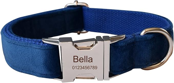 Dog Collar Custom Personalized Engraved Name and Phone Number for Puppy Small Medium Large Pets (M, Blue)