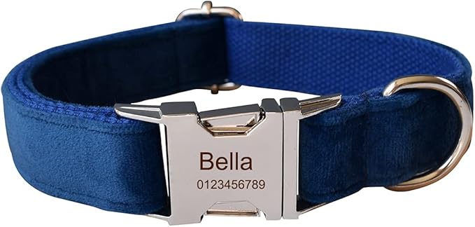 Dog Collar Custom Personalized Engraved Name and Phone Number for Puppy Small Medium Large Pets (XL, Blue)