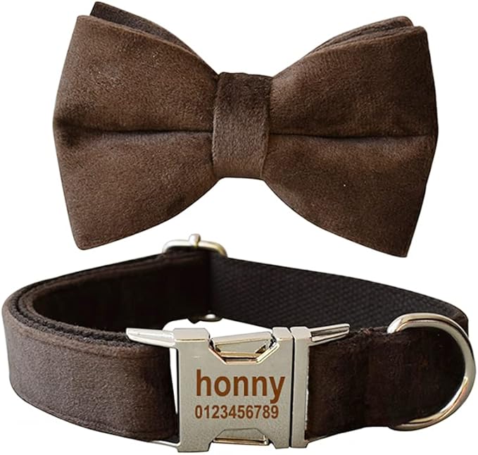 Dog Collar Custom Personalized Engraved Name and Phone Number for Puppy Small Medium Large Pets (S, Coffee)
