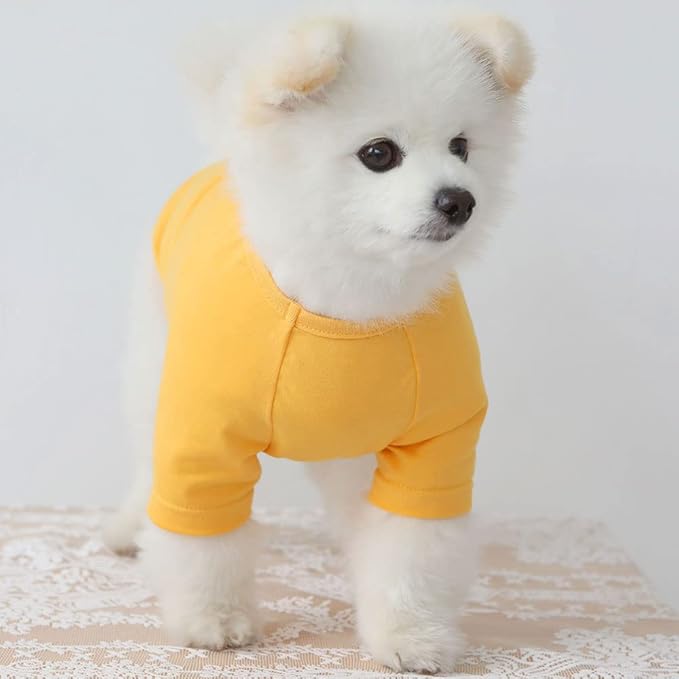 Dog Shirt for Small Dogs Plain T-Shirts Soft Breathable Dog Cotton Shirt pet Clothes (X-Small, Yellow)