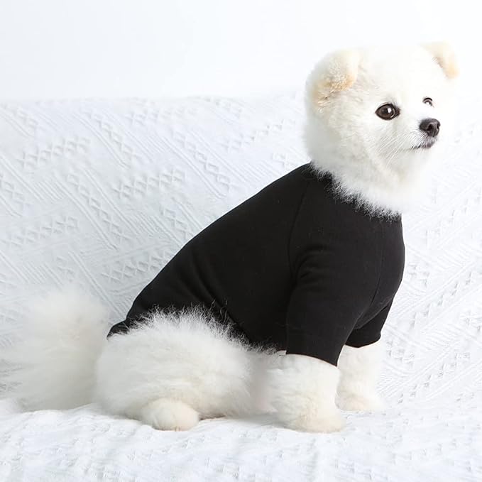 Dog Shirt for Small Dogs Plain T-Shirts Soft Breathable Dog Cotton Shirt pet Clothes (Small, Black)