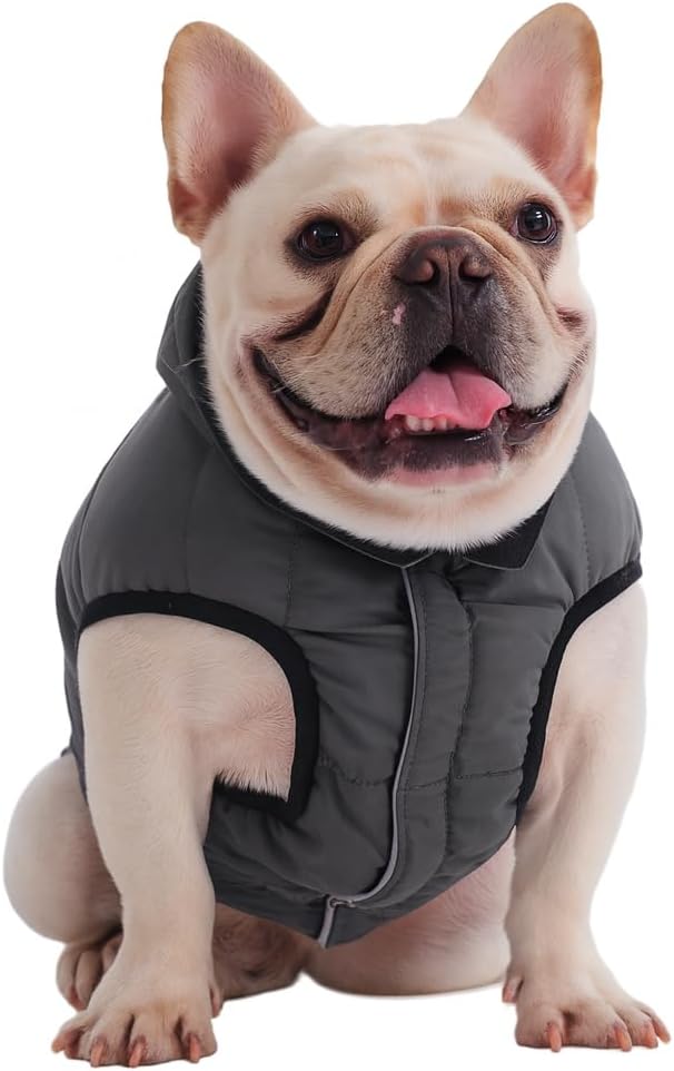 PetWarm Reversible Dog Cold Weather Coats, Waterproof Dog Puffer Vest, Vest for Dogs with Hook-and-Loop Strap, Windproof Outdoor Coat for Winter Walks and Snowy Days, Grey, L