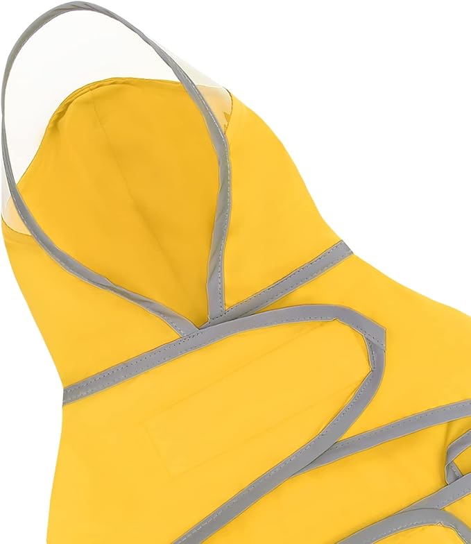 HDE Dog Raincoat with Clear Hood Rain Jacket Poncho for Small Medium Large Dogs Yellow - 3XL