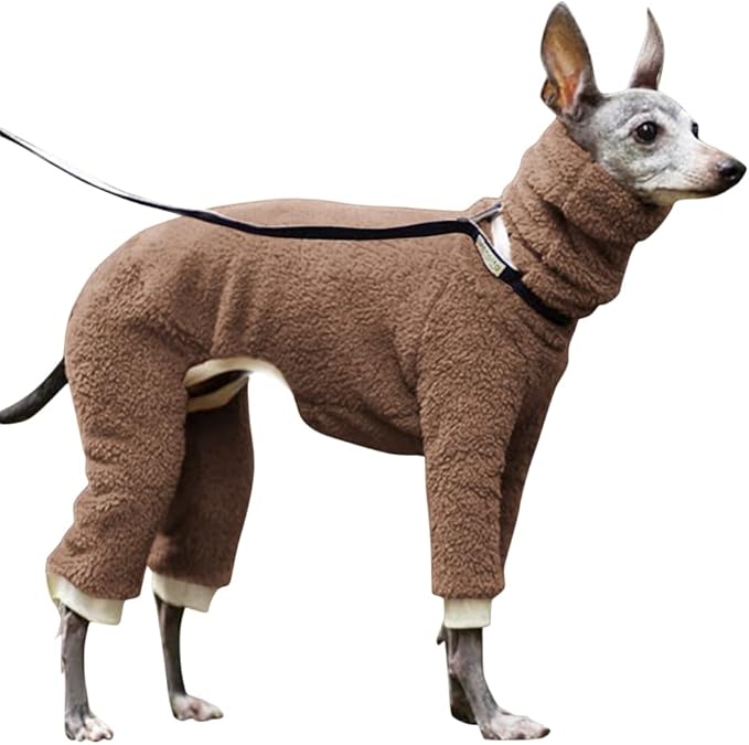 Esobo Fashion Winter Dog Warm Coat Jacket Four-Legged Neck Warm Pet Sweaters for Small Medium Large Dogs Brown