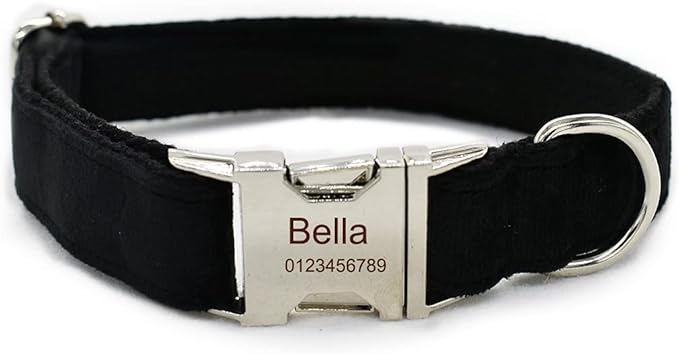 Dog Collar Custom Personalized Engraved Name and Phone Number for Puppy Small Medium Large Pets (M, Black)
