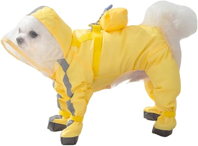 Full Coverage Small Dog Raincoat, Waterproof with Four-Leg Protection, Ideal for Teddy Bears, Includes Waterproof Mini Backpack (Yellow, X-Large(Suggest Weight 13.2-16.6lb))