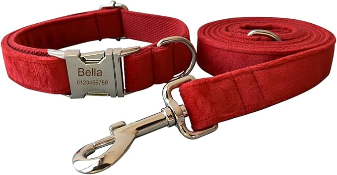 Dog Collar Custom Personalized Engraved Name and Phone Number for Puppy Small Medium Large Pets (L, Red)