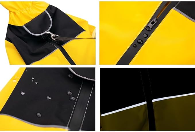 Dog Raincoat,Waterproof Windproof Rain Jacket,All-Weather Jacket,for Small Medium Large Extra Large Dogs (Black, Large)