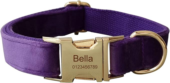 Dog Collar Custom Personalized Engraved Name and Phone Number for Puppy Small Medium Large Pets (L, Purple)