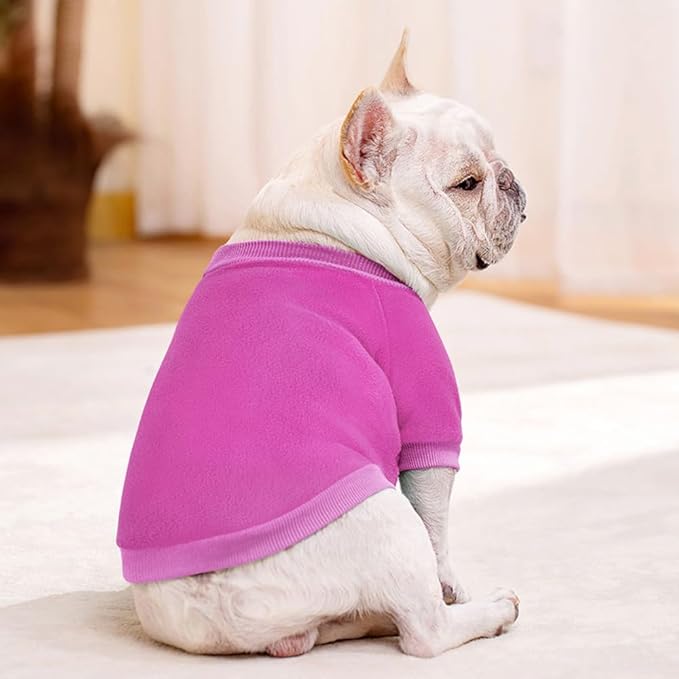 Idepet Dog Fleece Sweater Pet Dog Clothes Small Dogs Pullover Sweatshirt Soft Puppy Sweater Warm Winter Shirt Classic Cat Apparel for Small Dogs and Cats (XX-Small, Purple)