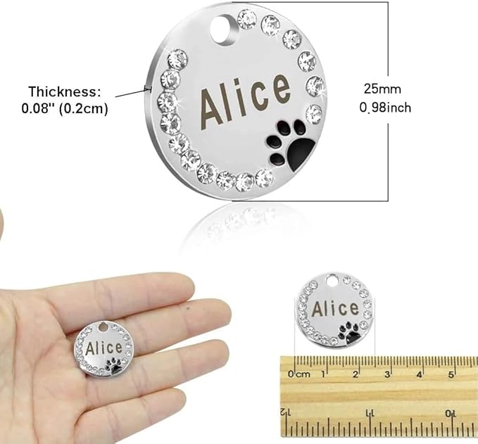 Personalized Dog/Cat Cute Paw Pet ID Tag with Unique Laser Engraving Name and Phone Number for Pet Collar or Key Chain (Purple)