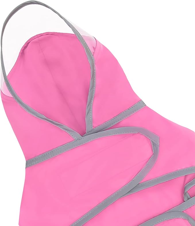 HDE Dog Raincoat with Clear Hood Rain Jacket Poncho for Small Medium Large Dogs Pink - L