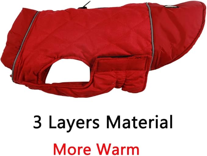 Reversible Dog Coats for Large Dogs Waterproof Warm Dog Jacket for Cold Winter,Red XL