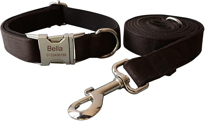 Dog Collar Custom Personalized Engraved Name and Phone Number for Puppy Small Medium Large Pets (XL, Coffee)