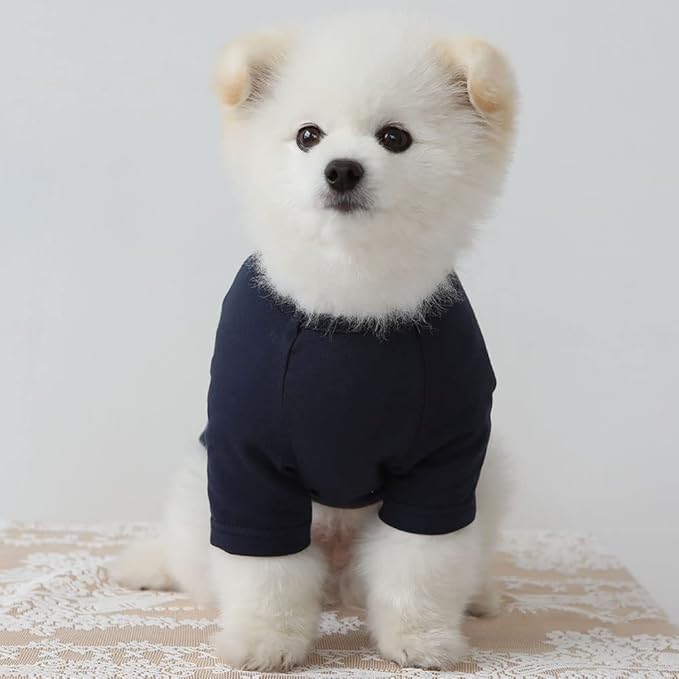 Dog Shirt for Small Dogs Plain T-Shirts Soft Breathable Dog Cotton Shirt pet Clothes (X-Small, Navy)