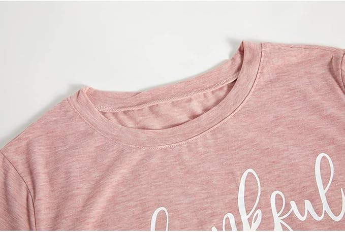 NIUBIA Women's T Shirts Summer Tops Simple Heart Graphic Shirts Sayings Short Sleeve Vacation Casual Blouse Thankful Tee