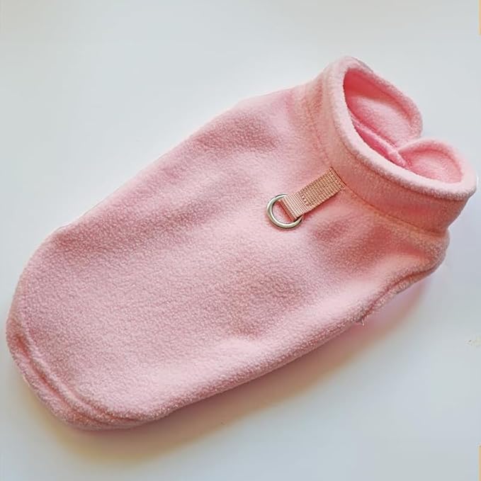JACKO & CO - Fleece Vest Dog Sweater with Leash Ring - Soft, Warm & Lightweight Pullover Coat for Small & Medium Dogs, Puppies & Cats - Cozy Fall/Winter/Spring Pet Jacket (Pink Lemonade, M 6-10lbs)