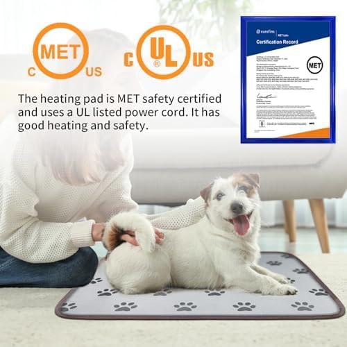 Bestio 34 × 21 in Large Dog Heating pad,Upgraded Smart Thermostat Switch Heated Dog Bed with Normally ON Function (1-24 Hours) - Paw